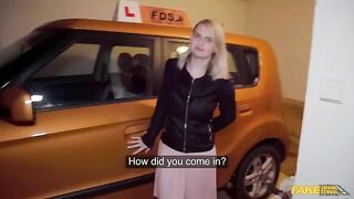 The huge cock of the guy in pants was stretching big tits of blonde