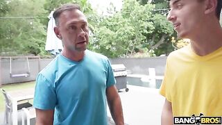 A girl is having sex with three guys at once, showcasing her nymphomaniac side