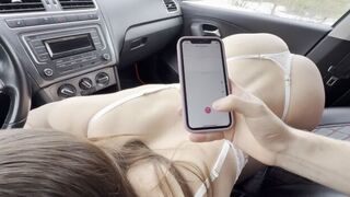 Pervert dude fucked his stepsis in a car phone stand
