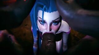 Jinx and Vi get their cunts smashed by a big black cock in 3D