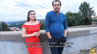 A girl with a round ass gets fucked for money in public