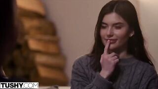 Two cute girls Talia and Stefany have an anal threesome with a guy, showcasing the art of anal sex as TUSHY.com is known for