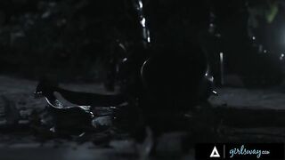 A thirsty huntress gets banged by busty MILFs in a post-apocalyptic wasteland