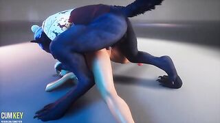 Beauty fucked by a wild werewolf on Christmas, an unusual encounter
