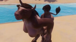 A cow girl in a wild suit fucks with a man | Furry monster| 3D Porn Wild Life