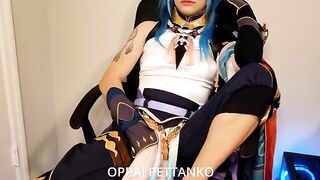 Cosplayer Xiao gets caught masturbating by Zhongli in a steamy scene