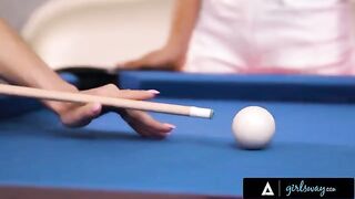 A busty MILF Lexi Luna teaches Nia Nacci how to play pool and more