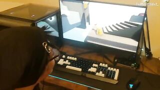 A cute couple has a sex game challenge while gaming together