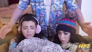 Their wet pussies were getting fucked in threesomes