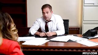 MILFs are having fun with young guy in the office