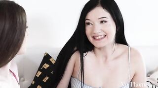 Delicate girls carefully put sticks in their asses
