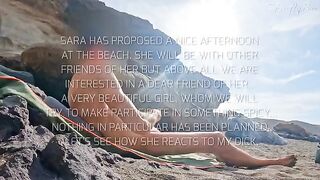 Two girls almost got caught while jerking off on the nude beach