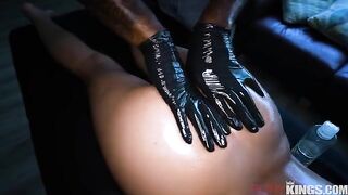A hot chick is doing massage and fingering with a guy’s dick
