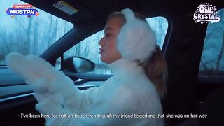 College slut sucks a stranger's cock in the car after eye contact