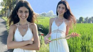 A sweet girl was picking rice and got wild with a guy in HD