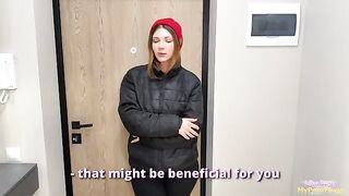 The delivery girl lost the package and offered herself as a compensation