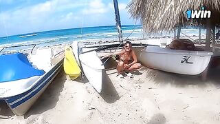 A couple experiences passion on a risky nude beach adventure