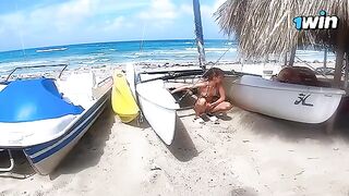 A couple experiences passion on a risky nude beach adventure