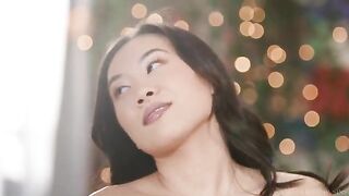 Asian girl licks her sweet pussy juice and cum, showcasing an intense Asian taste experience