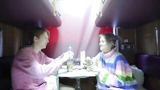 I got a good look in the compartment, an intense Russian teen scene