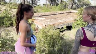 A girl took her girlfriend to the forest for sex
