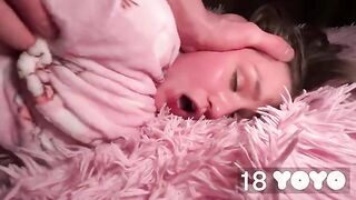 The guy distracted the girl and fucked her tight ass hard
