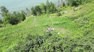 Instead of a picnic, a hot amateur couple have sex in the field