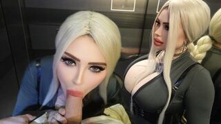 Elevators are made for fast blowjobs