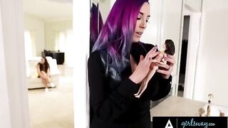 Angela White fucks a hot stacked witch with colored hair in a steamy scene