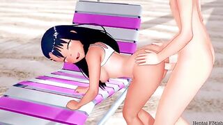 Nagatoro fucks with a young guy on the beach and fills his cock with cum
