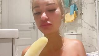 Monika Fox got her asshole filled with a banana, showcasing her daring side