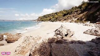Beach sex with the sexy Reislin, whose perfect body drives men wild