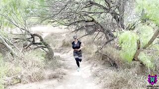 A wife got her pussy railed on the public trail after work out