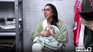 The cute baby is allowed to be caressed and have her pussy inspected