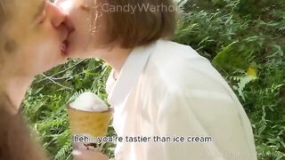 Don't lick the ice cream, suck my dick instead, a playful tease