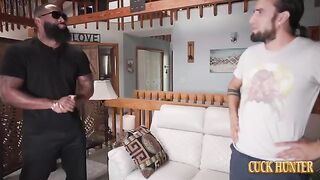 The guy is fucking his girlfriend on the couch