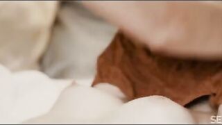 Lesbians know what tenderness is. A beautiful lesbian sex on the bed