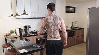 The coffee got cold while the sexy stepmom Monique was finishing up