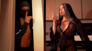The burglar aimed to safe, but got a prize - tight pussy of Celeste Alba