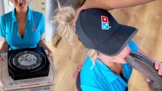 A pizza delivery girl got a huge black sausage and her face covered with cum