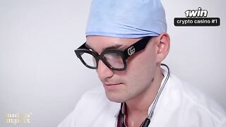A medical exam turns into a passionate threesome sex session in the hospital