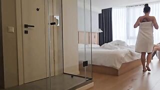 A woman received a morning visit from a special someone