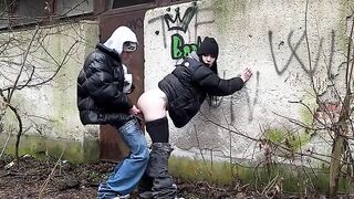 A girl was fucked in front of a stranger in the street