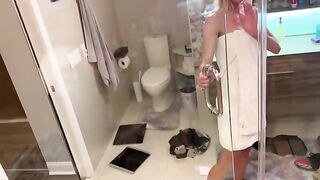 Two girls shared cock in sauna, a steamy step-fantasy come true
