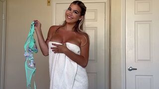 A step-sister is tearing off her clothes like a candy wrapper