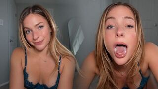 Babe Jess swallows the cum from a cock in her throat