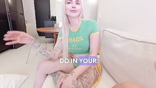 A woman interviewed for her first porn scene, showing all