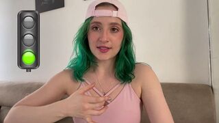 A girl plays with a dildo and reaches intense pleasure