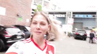 The petite girl would do anything for her favorite soccer team