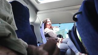 A girl was caught with her hand in her pants in a risky spot on the bus